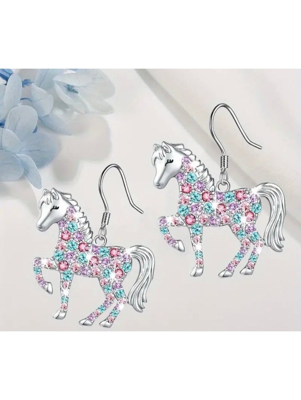 New - Exquisite Silver - Unicorn/Horse Dangle Earrings